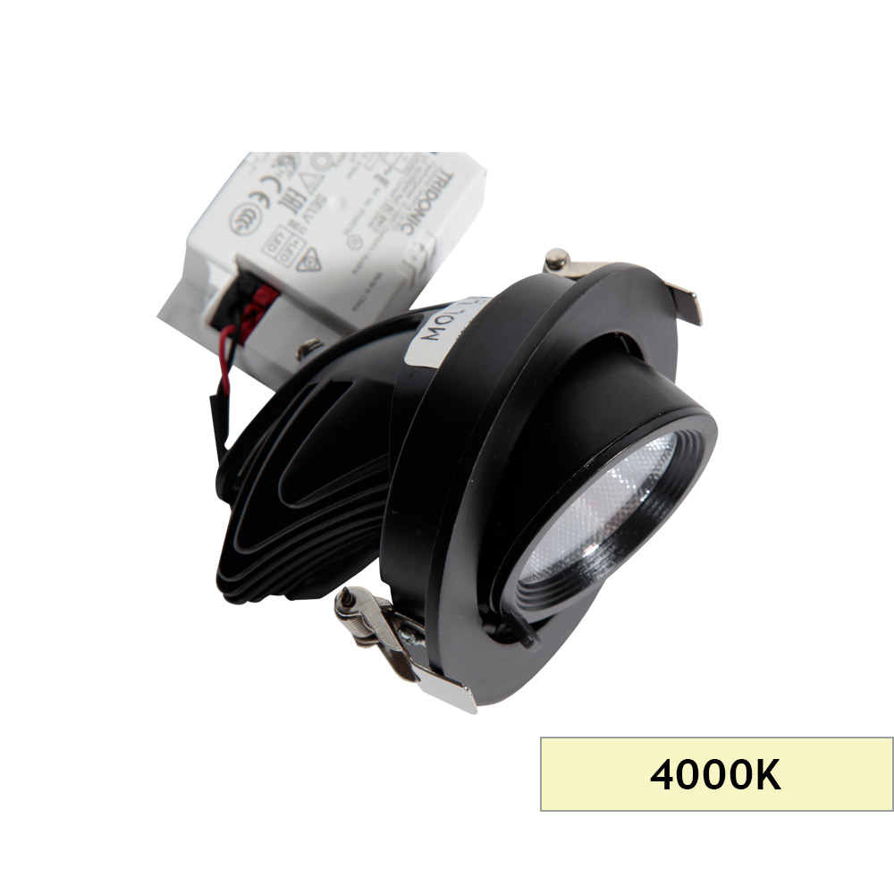 SALYANGOZ LED SPOT - 10W - 4000K SİYAH KASA IP20 Ø:90MM