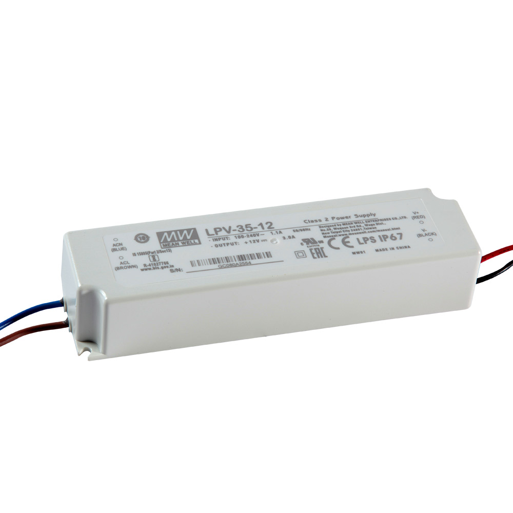 MW PVC DIŞ MEKAN 35W-12V-3A IP67 SABİT VOLTAJ LED SÜRÜCÜ