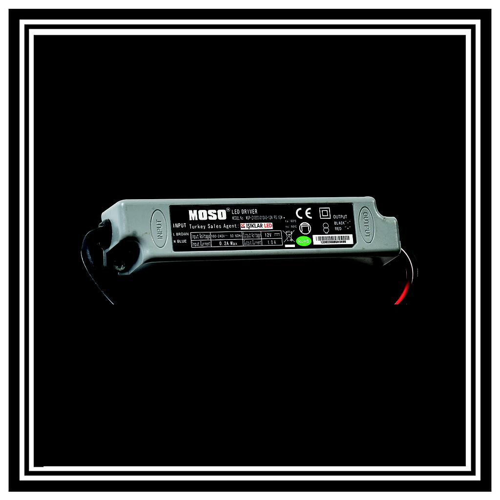 MOSO PVC 24W-24V-1A DIŞ MEKAN IP65 SABİT VOLTAJ LED SÜRÜCÜ
