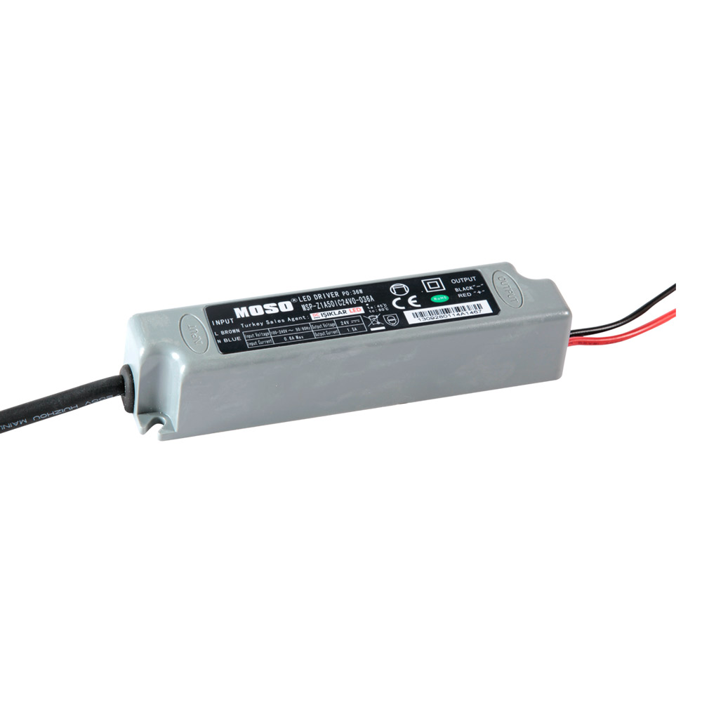 MOSO PVC 36W-24V-1.5A DIŞ MEKAN IP65 SABİT VOLTAJ LED SÜRÜCÜ