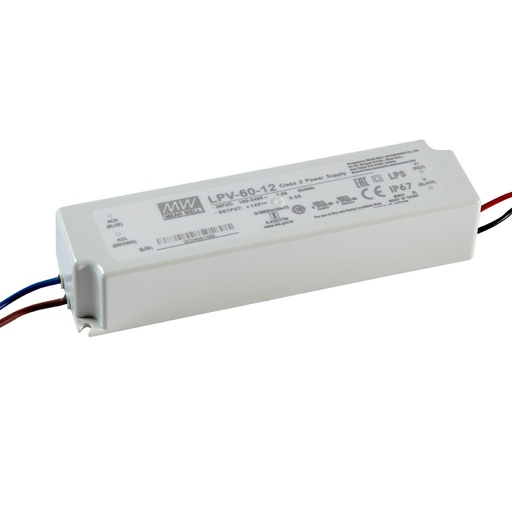 [682101] MW PVC DIŞ MEKAN 60W-12V-5A IP67 SABİT VOLTAJ LED SÜRÜCÜ