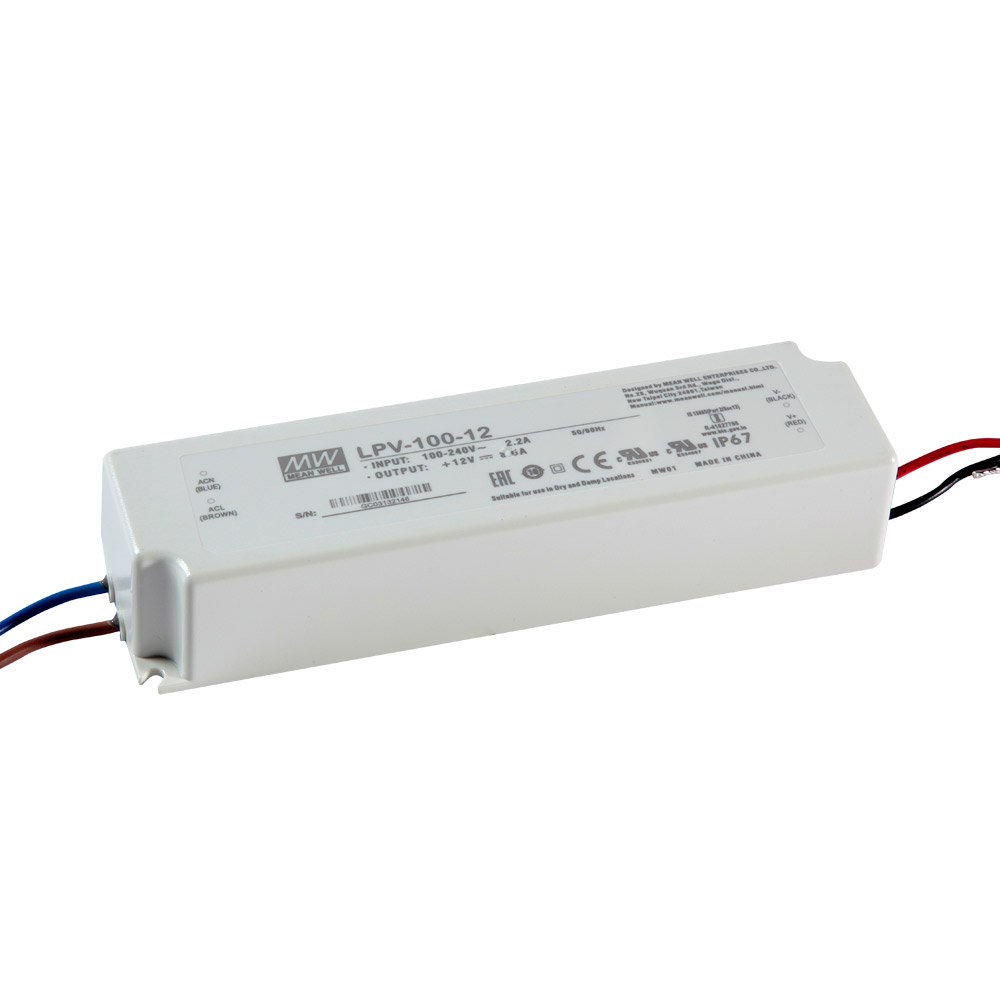 MW PVC DIŞ MEKAN 100W-12V-8.5A IP67 SABİT VOLTAJ LED SÜRÜCÜ