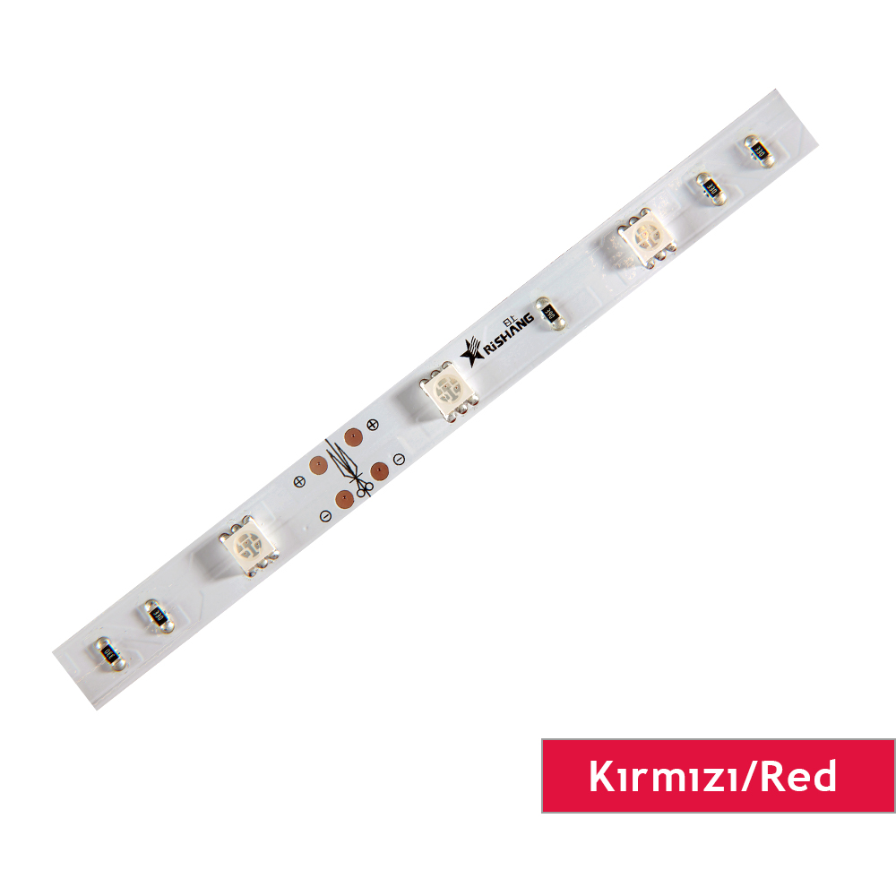 Şerit, DCLED, 5050, MT/30,Kırmızı, 12V, 7.2W, IP20, 10MM, RS